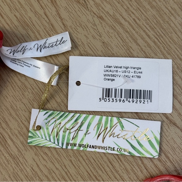 Wolf & Whistle Velvet Bikini Set US 12 Triangle Top & Tie Bottom NWT - Picture 2 of 4